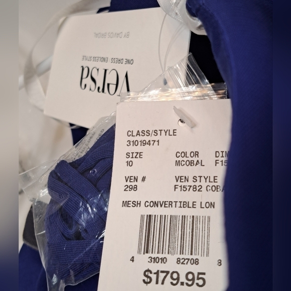 NWT David's Bridal Versa Convertible Cobalt Blue Formal Bridesmaid Dress - Picture 13 of 14
